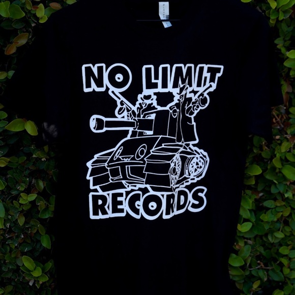 NO LIMIT RECORDS BLACK GRAPHIC HIP HOP LABEL TSHIRT WITH WHITE LETTERS - Picture 1 of 2